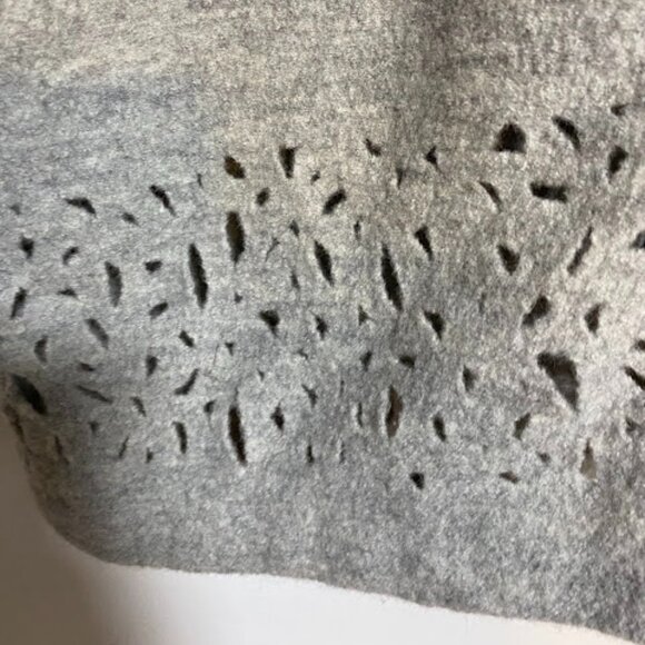 525 America Wool Laser Cut Full Zip Gray Women's Cardigan Sweater Jacket Size M - Picture 5 of 12